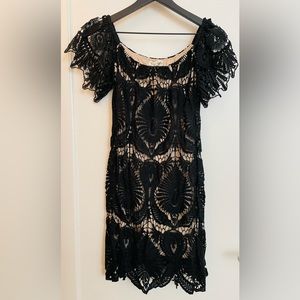 Free People - Off The Shoulder Lace Dress - Black, Size M